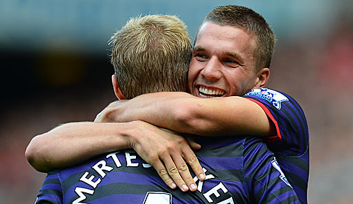 Lukas Podolski machte im Spiel gegen Liverpool sein erstes Premier-League-Tor
