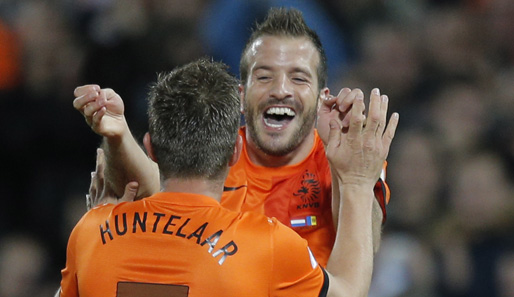 Rafael van der Vaart und Klaas-Jan Huntelaar trafen für die Niederlande