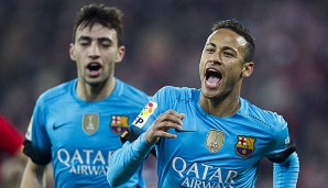 Neymar (r.) erzielte den zweiten Treffer für Barca in Bilbao