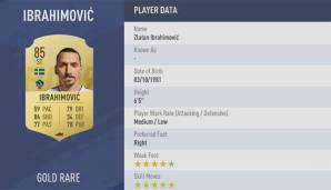 Zlatan Ibrahimovic belegt im FIFA-Rating Platz 98.