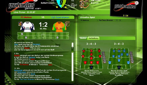 Screenshots aus dem Online-Fußballmanager Goalunited