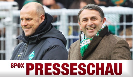 Manager Klaus Allofs (r.) und Trainer Schaaf sehen der Rückrunde trotz Krise gelassen entgegen