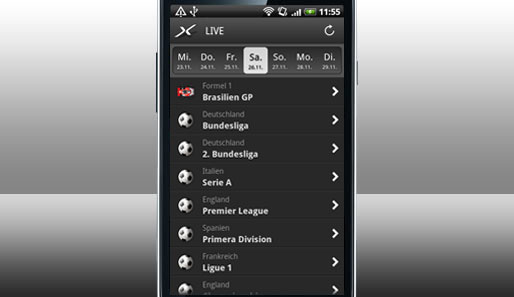 Zu finden sind die Formel-1-Liveticker zu Training, Qualifying und Rennen im Live-Bereich der App