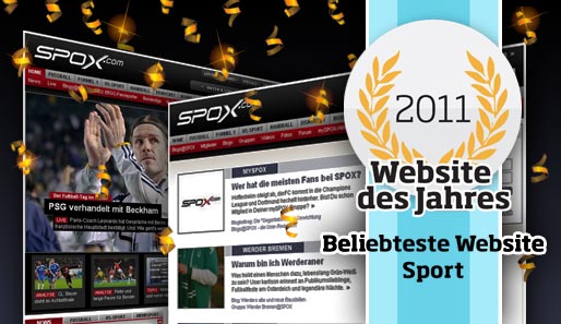 Bei der Wahl zur beliebtesten Sportwebsite 2011 landete SPOX.com auf dem ersten Platz
