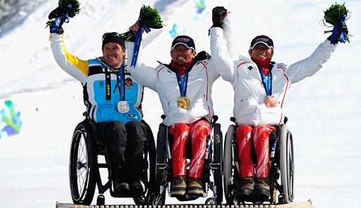 Insgesamt zehn Goldmedaillen heimste Martin Braxenthaler (M.) bereits bei den Paralympics ein