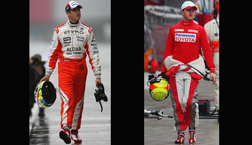 Kein Glück: Ralf Schumacher (r.) und Adrian Sutil zu Fuß