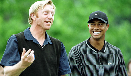 Boris mit Golf-Superstar Tiger Woods