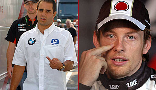Der Finger in der Formel 1: Während sich Jenson Button (r.) nur an der Nase kratzt, schimpft Juan-Pablo Montoya auf die Presse