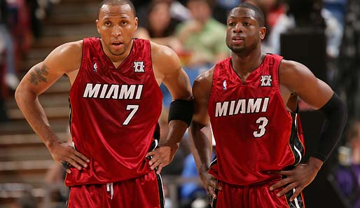 Shaqs altes Team, die Miami Heat, erlebten eine Katastrophen-Saison: Für Dwyane Wade (r.) und Shawn Marion kann es nur besser werden