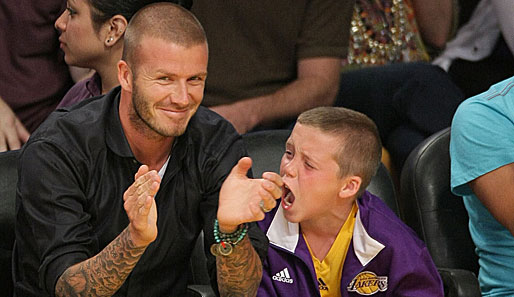 Fußball-Star David Beckham von den LA Galaxy hatte seinen Sohn Brooklyn mitgebracht. Der kleine Mann sorgte für mächtig Lärm