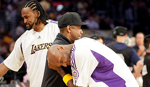 Denzel Washington begrüßte Ronny Turiaf und Lamar Odom von Lakers...