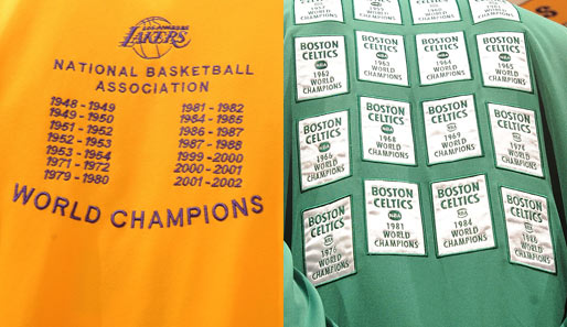 Die Shirts sind nicht ganz aktuell, aber die Message ist klar. Beide haben jede Menge Titel gesammelt. Die Lakers 15, die Celtics sogar 17