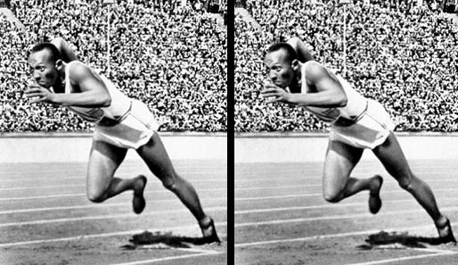 Jesse Owens (USA) lief am 20. Juni 1936 die 100 m in 10,2 Sekunden. Erst 1956 war mit Willie Williams (USA/10,1 s) ein Läufer schneller
