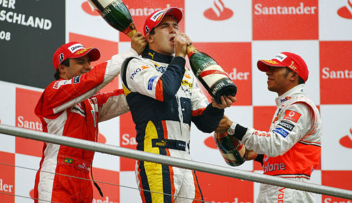 Neben Piquet (Mitte) feiern dort auch Felipe Massa (links, Dritter)...