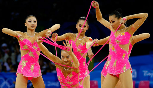 Rhythmische Sportgymnastik ist auch eine olympische Disziplin: Hier das chinesische Team