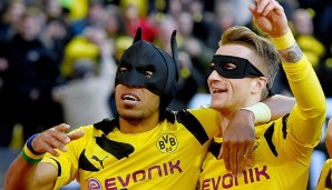 Die Geburt von Batman und Robin: Dortmund spielte Schalke im Februar 2015 an die Wand, benötigte aber 78 Minuten bis zur Führung. Am Ende stand ein 3:0 - und der Maskenjubel von Pierre-Emerick Aubameyang und Marco Reus