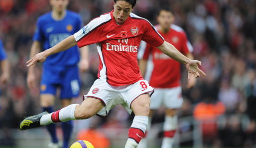 Samir Nasri netzte für Arsenal London gegen Manchester United gleich doppelt ein
