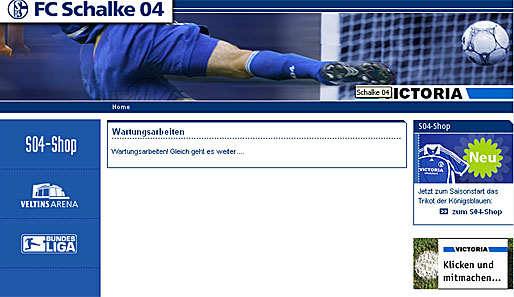 Nach dem Hackerangriff gab es auf der offiziellen Homepage des FC Schalke 04 Wartungsarbeiten