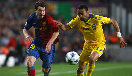 FC Barcelona - FC Chelsea 0:0: Lionel Messi war bei Jose Bosingwa über weite Strecken gut aufgehoben