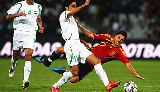 Der Irak, hier in Person von Hawar Mulla Mohammed, versuchte das Spiel der Spanier zu zerstören