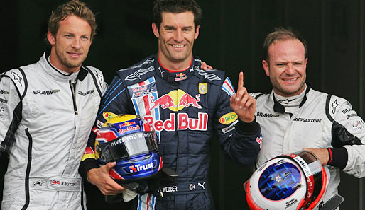 Direkt hinter ihm landete das Brawn-Duo Button (l.) und Barrichello (r.)