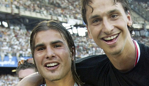 Nach seiner Kokainsperre heuerte Mutu bei Juventus Turin an und stürmte zusammen mit Zlatan Ibrahimovic (r.)