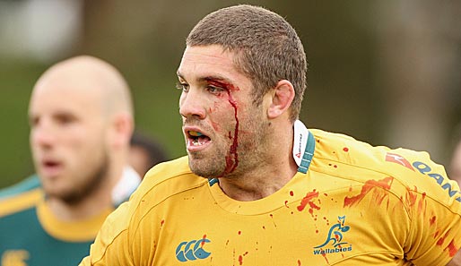 Blutiges Training: Dass Rugby kein Sport für Weicheier ist, bewiesen die australischen Wallabies bei ihrer Übungseinheit in Sydney