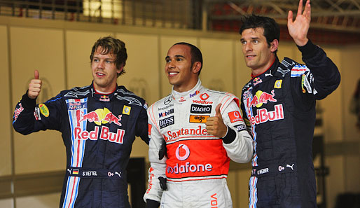Hamilton bekommt es am Start mit Sebastian Vettel und Mark Webber zu tun. Dank KERS sollte das aber kein Problem für ihn sein