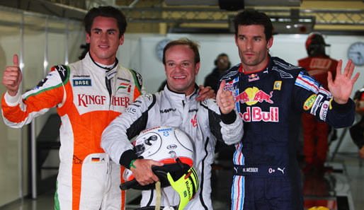 Auf den Plätzen 1 bis 3 landeten Rubens Barrichello (M.), Mark Webber (r.) und Adrian Sutil (l.)