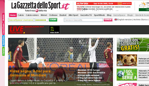 La Gazzetta dello Sport (Italien): "Klose, wer sonst? Der Stürmer erzielt das Tor, das Deutschland die Tür nach Südafrika öffnet.“