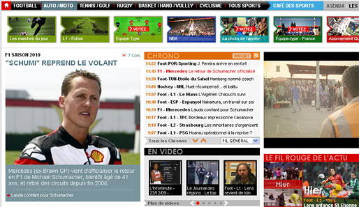 Nüchtern geht die französische Sporttageszeitung "L'Equipe" zu Werke: "Schumi greift wieder zum Lenkrad"
