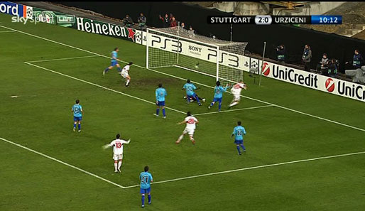 Das 3:0 in der 11. Minute. Rekord für den VfB - das gab es in der Champions League noch nie