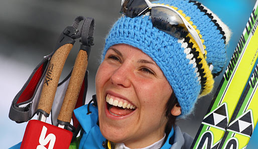 Da muss man doch mitstrahlen: Die Schwedin Charlotte Kalla gewann das 10-Kilometer-Rennen der Langläuferinnen