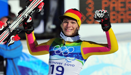Triumph in der Super-Kombination: Maria Riesch holte sich mit einem beherzten Slalom-Lauf Gold vor Julia Mancuso und Anja Pärson
