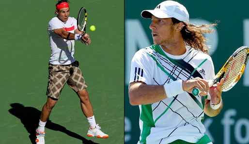 Rauten sind dieses Jahr wieder IN. Rafael Nadal und Juan Monaco stellen beim ATP-Turnier in Indian Wells die Frühjahrskollektion vor