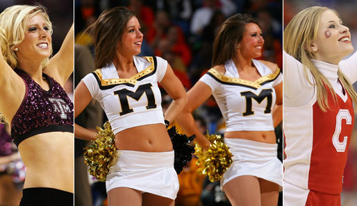 Welcome to March Madness: College-Basketball-Cheerleader von der Texas A&M, University of Missouri und Cornell University