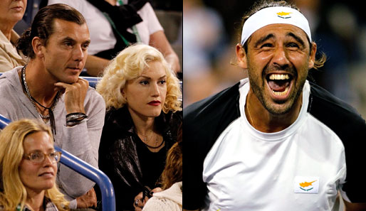 Indian Wells: Vor den Augen von Gavin Rossdale und Gwen Stefani jubelt sich Tennis-Profi Marcos Baghdatis bei seinem Sieg über Roger Federer die Seele aus dem Leib