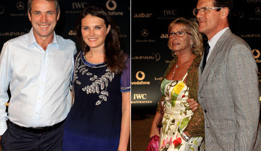 Ex-Liverpool-Star Alan Hansen (mit Tochter Lucy) und Englands Nationaltrainer Fabio Capello (mit Frau Laura)
