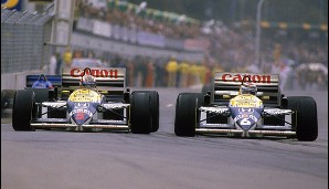 1986: Nigel Mansell (l.) und Nelson Piquet hatten mit dem Williams in der Saison eigentlich klar das schnellste Auto