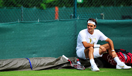 ... ging Roger Federer das Training etwas gelassener an und gönnte sich auch mal eine Pause