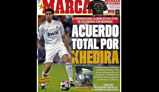 Schlagzeile des Tages: "Absolute Einigung über Khedira" schreibt die spanische "Marca" und vermeldet einen Transfer zu Real