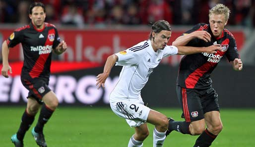 Vorhang auf zum 1. Europa-League-Gruppenspieltag: Bei Leverkusen feierte Jörgensen (r.) sein Startelf-Debüt