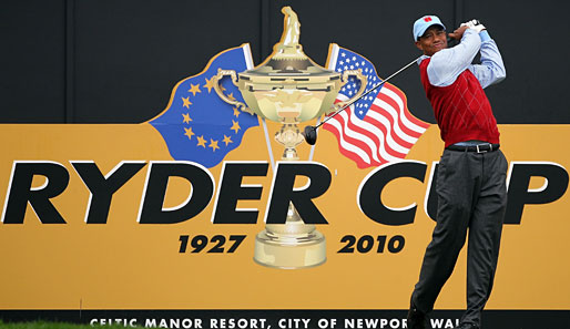 Noch ist es die Übungsrunde: Tiger Woods spielt sich für den Ryder Cup in Newport/Wales warm
