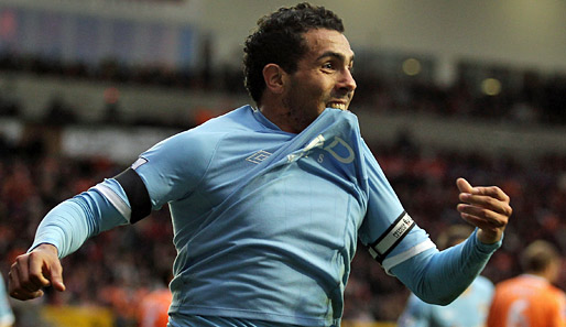 Rang 1: Carlos Tevez von Manchester City (21 Tore). Von 2007 bis 2009 stand der Argentinier im Dienste von Stadrivale United