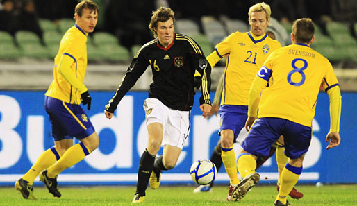 Schweden - Deutschland 0:0: Kevin Großkreutz (in Schwarz) durfte bei seinem zweiten A-Länderspiel von Beginn an ran