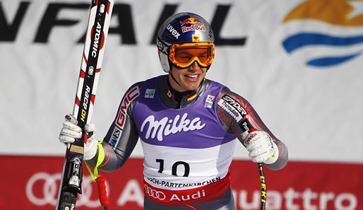 Der Kanadier Erik Guay hat allen Grund zur Freude: Er triumphiert bei der alpinen Ski-WM in Garmisch-Partenkirchen in der Abfahrt