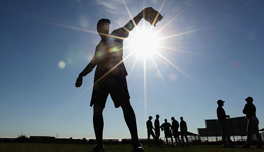 Wie eine Statue aus Stein gemeißelt: Min Sih Chen von den Seattle Mariners schafft sich beim Training seines Teams selbst ein Baseball-Denkmal