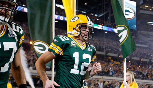 Quarterback Aaron Rodgers führt seine Green Bay Packers aufs Feld