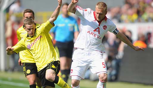 Nürnberg um Kapitän Andy Wolf (r.) wollte im Kampf um die Europa League auch in Dortmund punkten