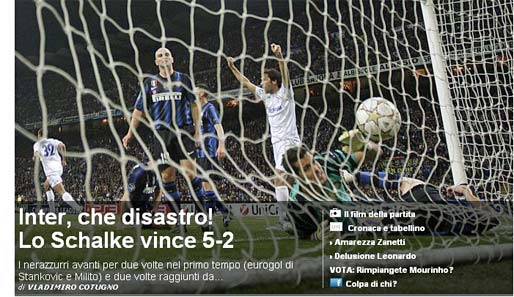 "Corriere dello Sport" findet: "Inter, welch ein Desaster! Schalke gewinnt 5:2"